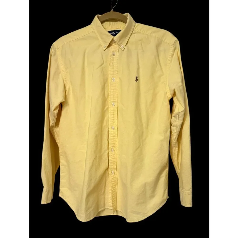 Ralph Lauren Boys Yellow Oxford Cloth Button Down Shirt Pony Sz. 28 Europe